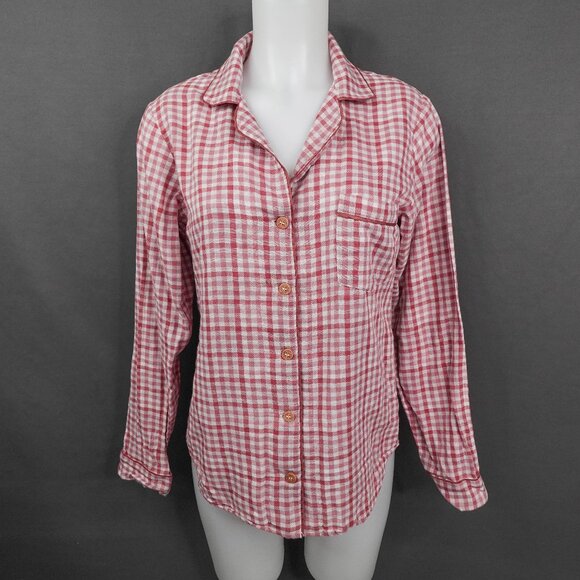 Ugg Womens Sleep Pajama Top Small Pink Gingham Soft Girl Everyday Basic Lounge - Picture 1 of 12